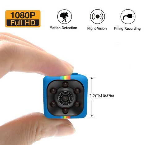 Mini Camera Spion iUni SQ11, Full HD 1080p, Audio Video, Night Vision, TV-Out, Blue